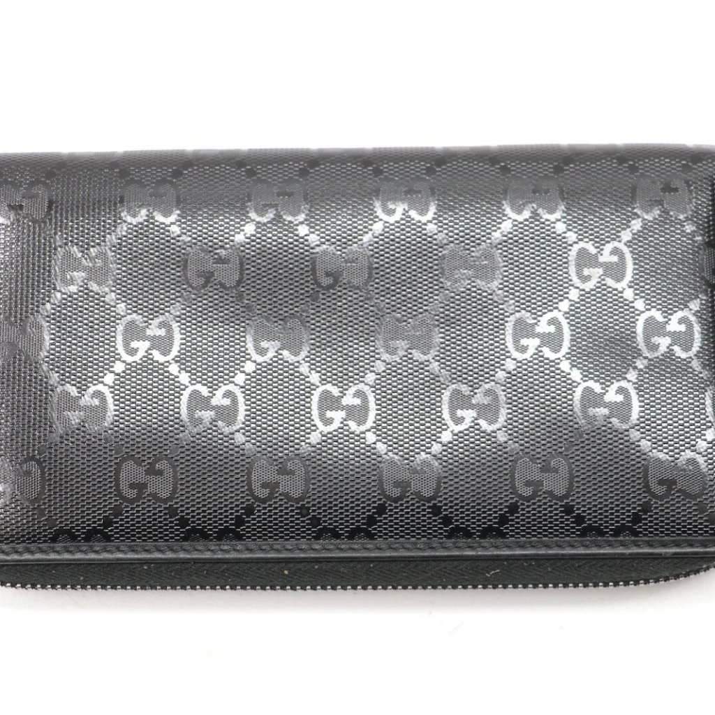 Gucci Gg Imprime Zip Around Long Wallet - Black